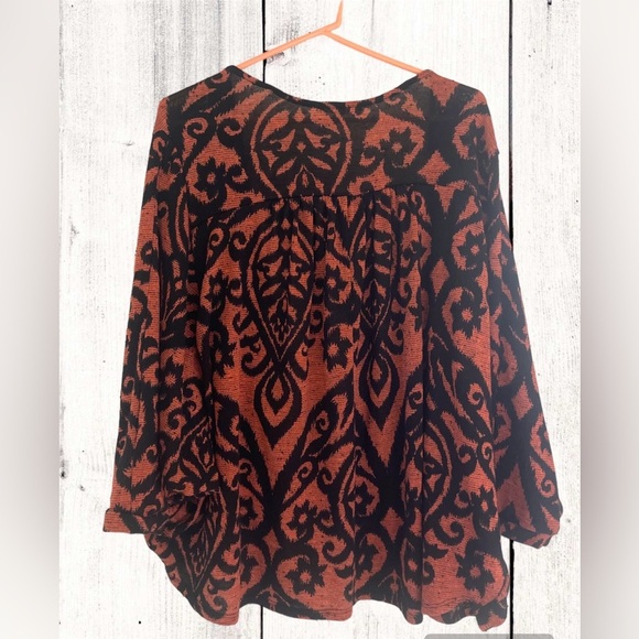 Painted Threads S red/black boho dolman 3/4 sleeve lightweight open cardigan - Picture 2 of 6